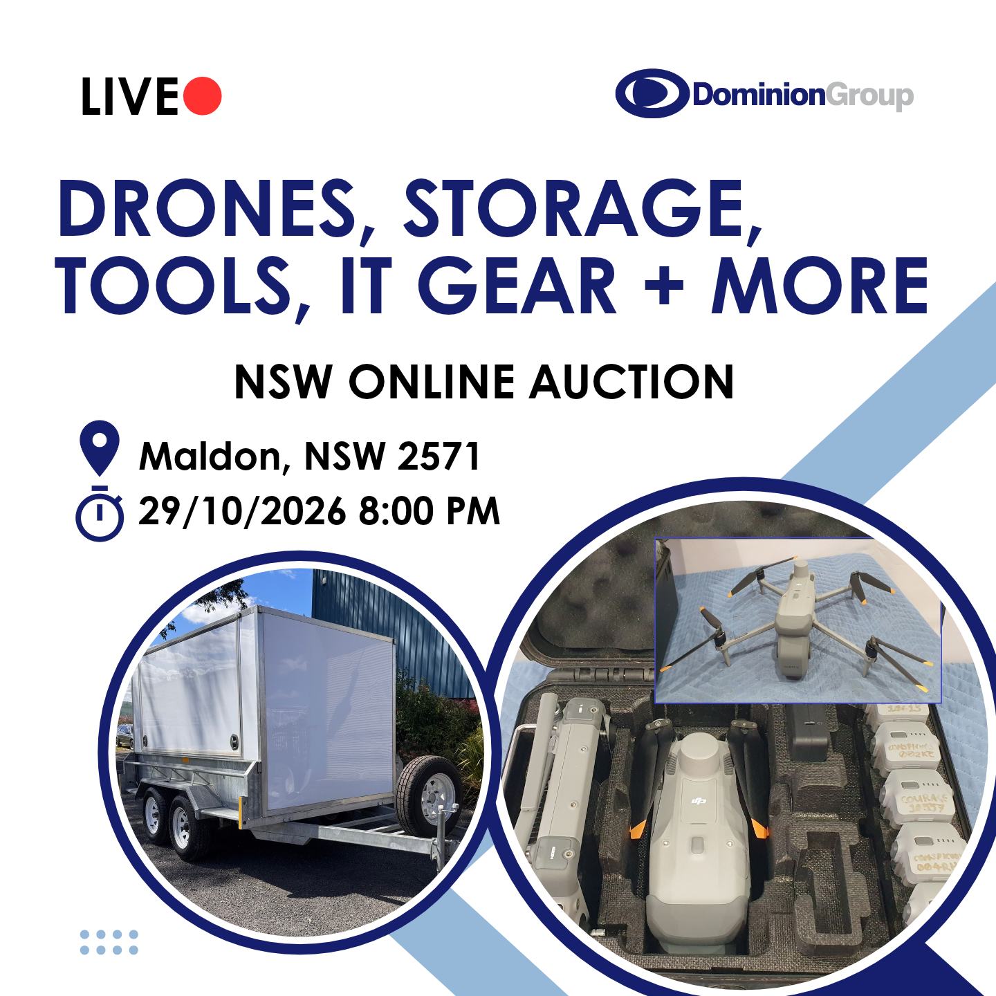 (NSW) LIQUIDATION SALE (13) - DRONES, TRAILER, CONTAINER, TOOLS, COMPUTER GEAR + MORE
